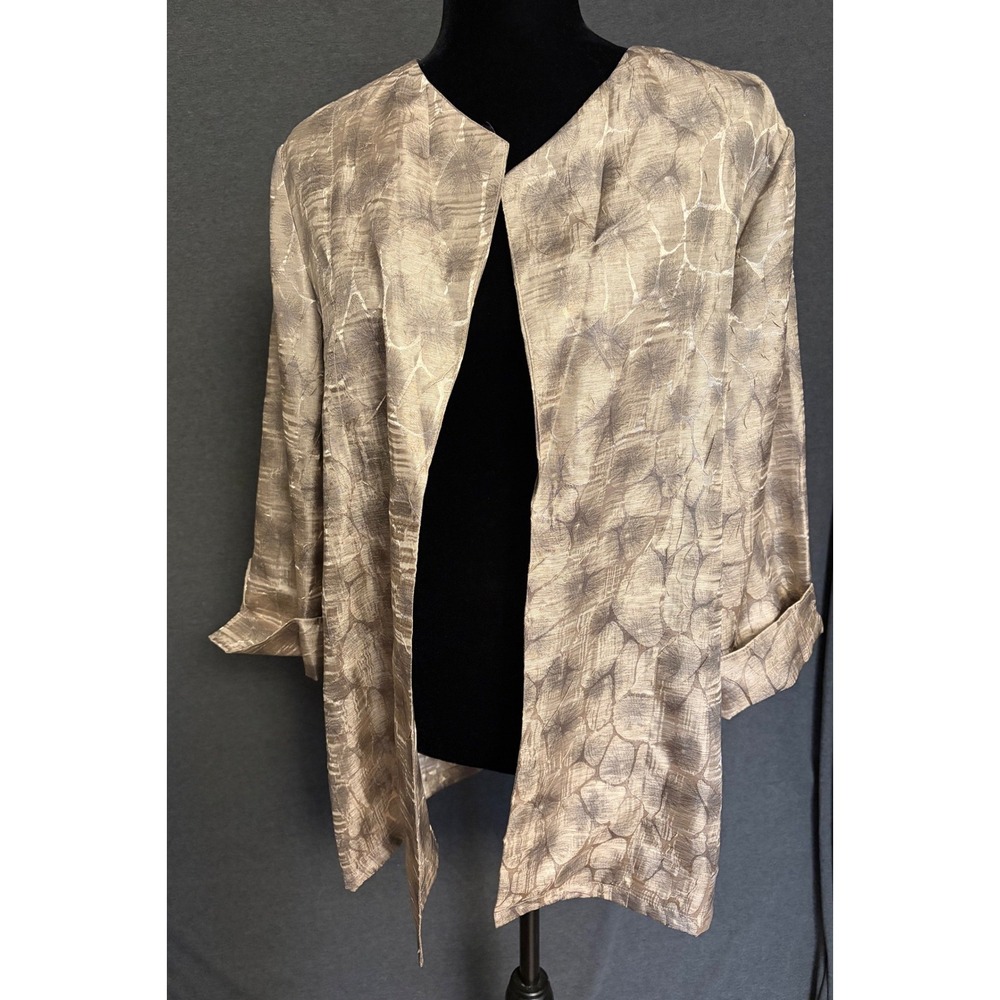 Chicos Collection Textured Metallic Open Front Lightweight Jacket Cardigan SZ  1